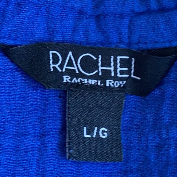 Rachel Roy Comfy Blue Crinkle Cotton Button-up Casual Top Women's Size Large - Picture 6 of 7